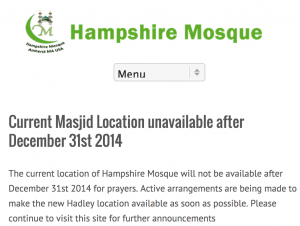 Hampshire mosque closed. 